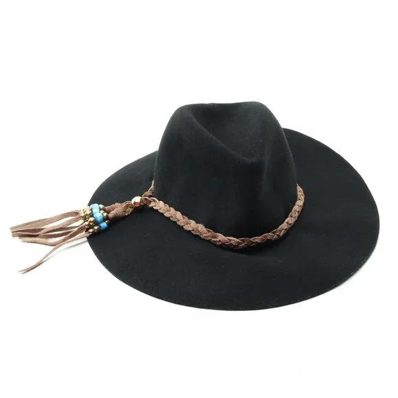 Ale by Alessandra • Free People Gaucho Adjustable 100% Wool Felt Hat Suede Trim